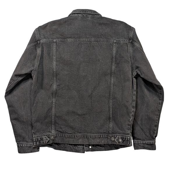 Topman Classic Black Denim Jacket Men’s Small Oversized Cotton Jean Button Up - Picture 2 of 11